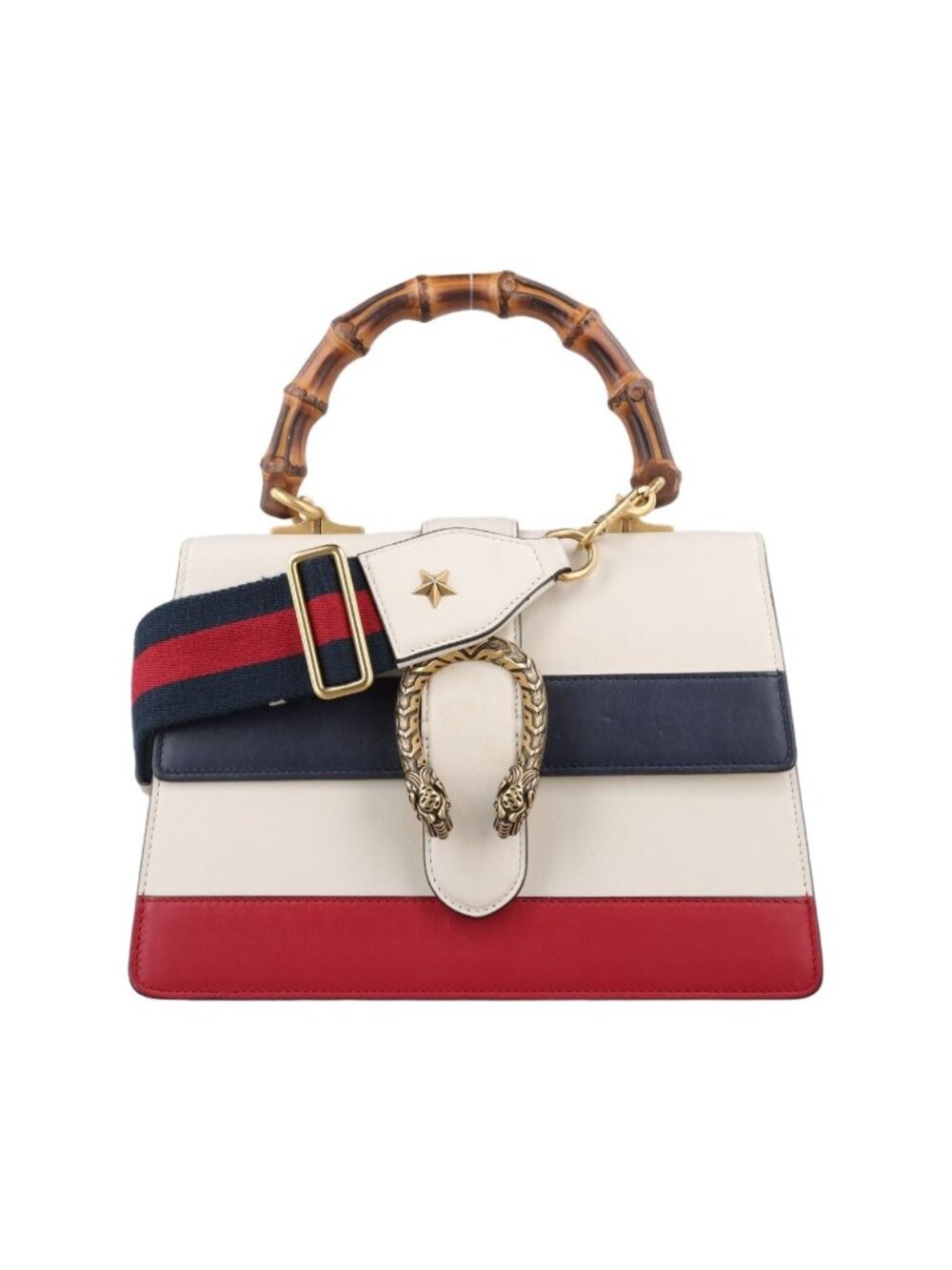 ★SOLD★ Gucci Dionysus Bamboo White Navy Red Leather Messenger Bag - Picture 1 of 15